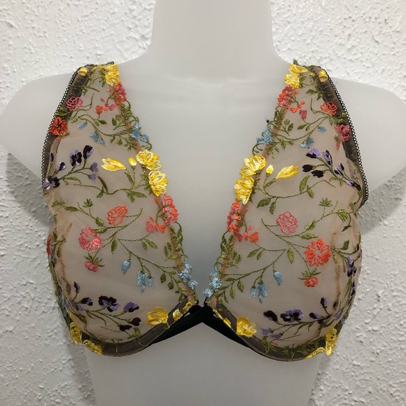 Victoria’s Secret 34DD & Medium Cheeky Panty Dream Angels Plunge Floral Bra Set - Picture 2 of 12